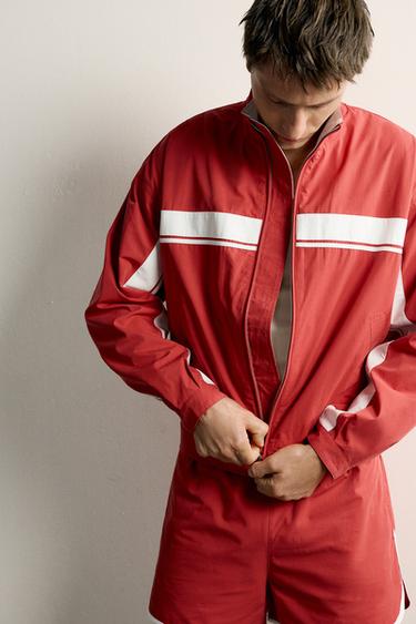 Zara COLOR BLOCK TECHNICAL JACKET - Red