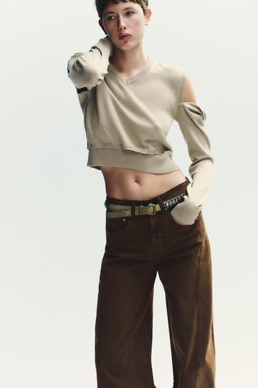 BUTTON DETAIL KNIT SWEATER - Beige by Zara - Image 1