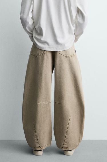 PANTALON BARREL FIT DÉLAVÉ - Sable de Zara - Image 2
