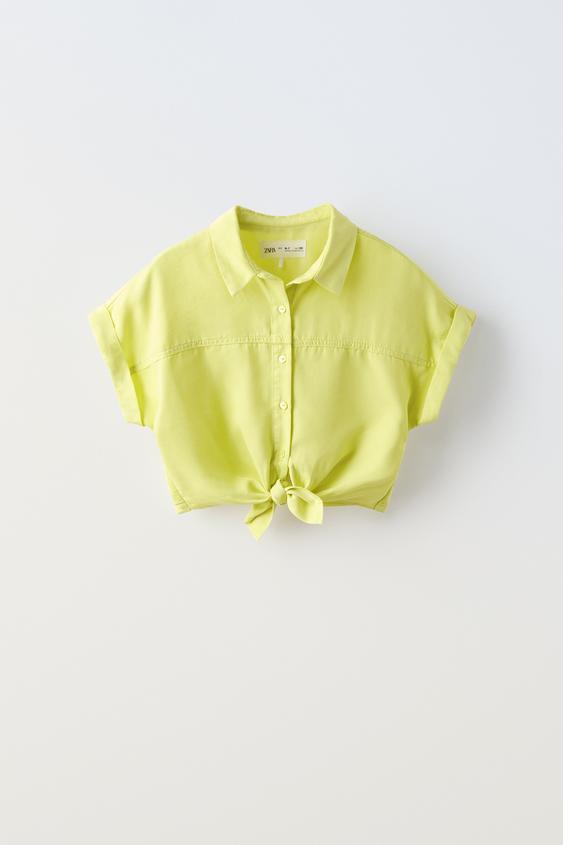KNOTTED SHIRT Lime ZARA India