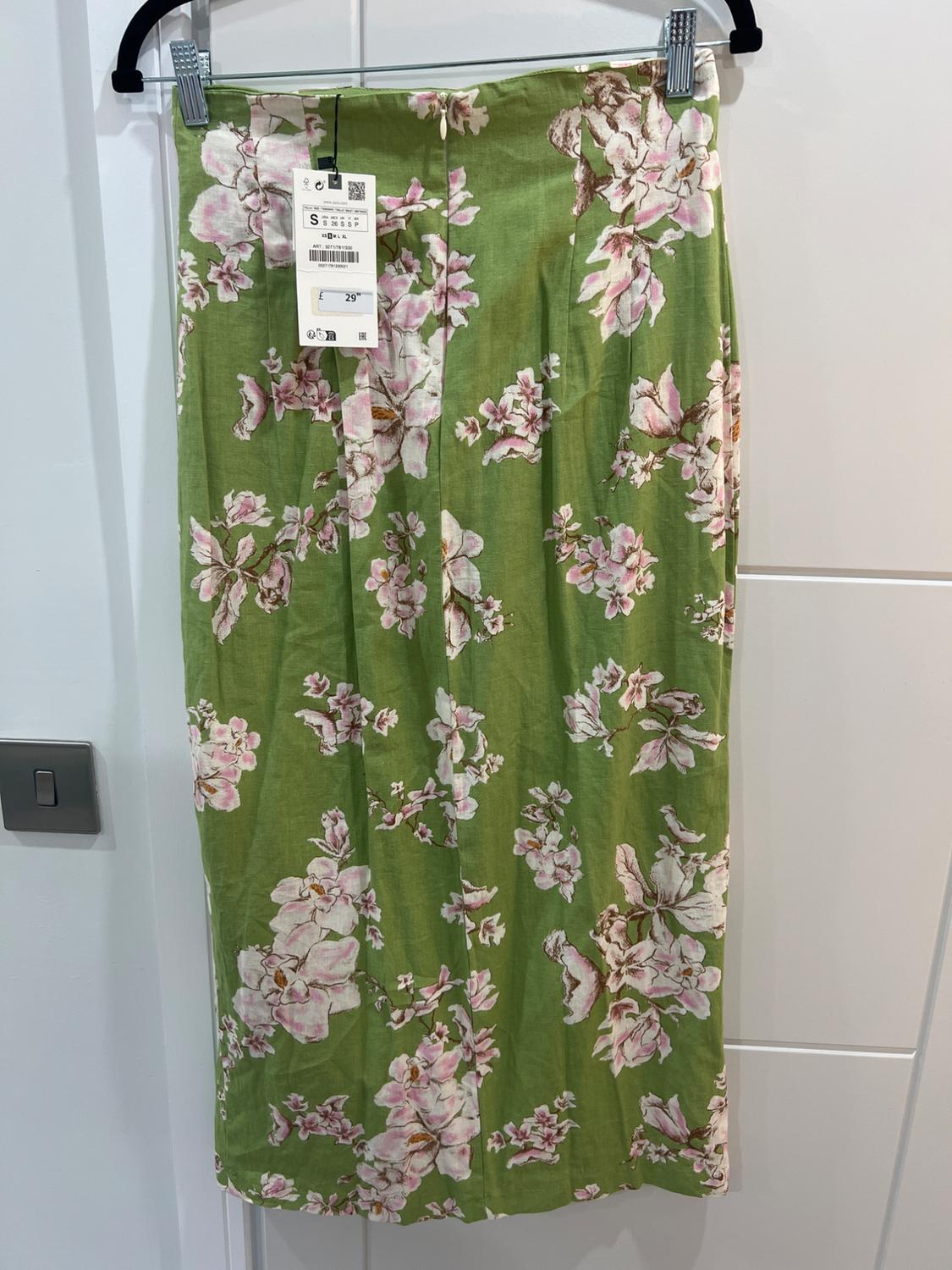 PRINTED LINEN-BLEND MIDI SKIRT - Image 3