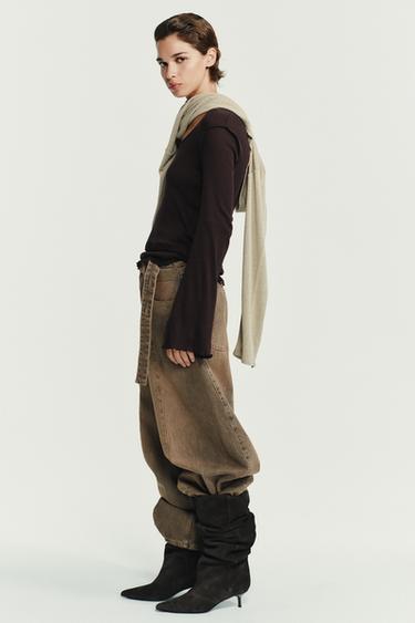 T-SHIRT EFFET DOUBLE SOFT - Marron chocolat de Zara - Image 4