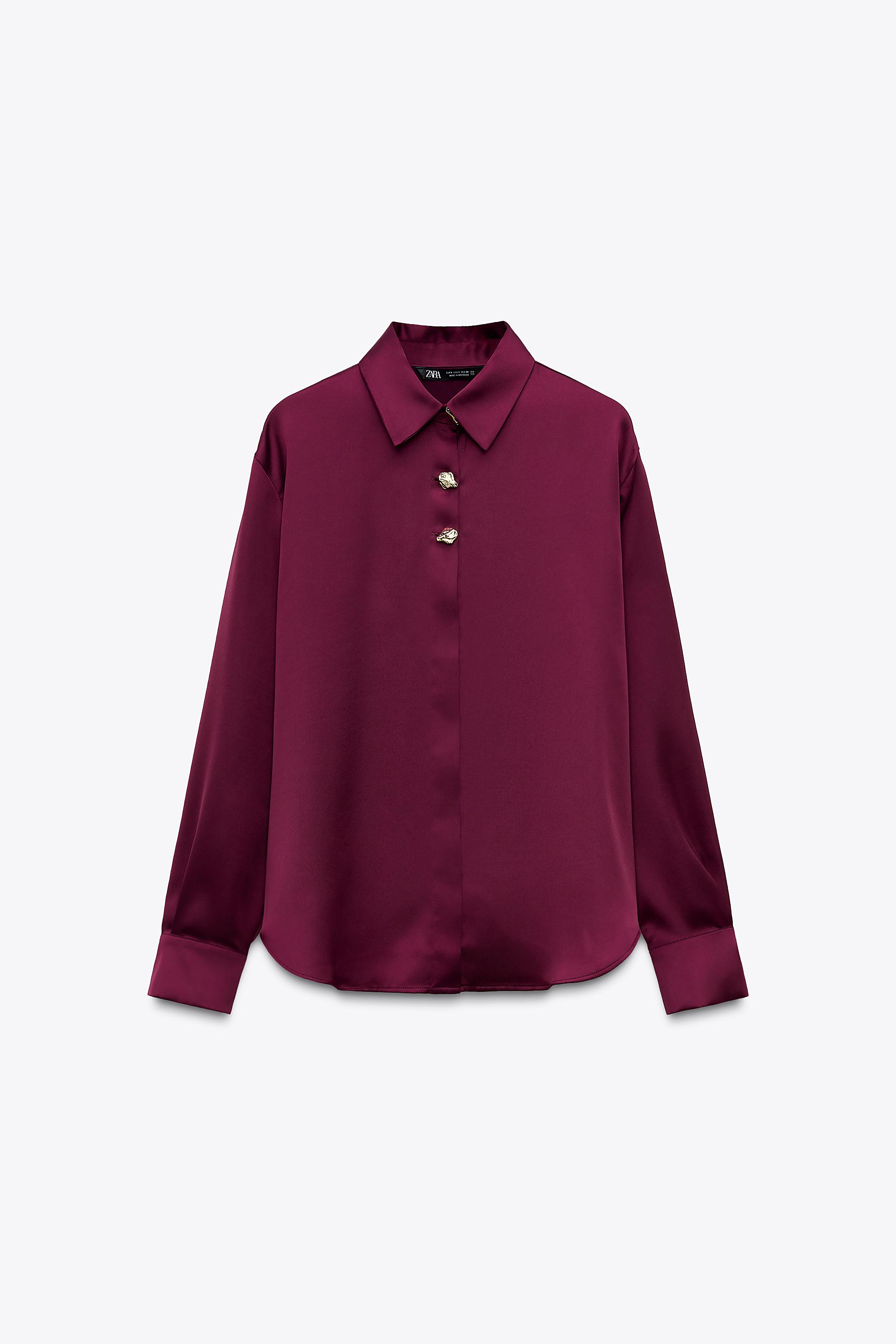 Camicia Satinata Camicie Donna Zara Camicia Satinata Bottoni Donna