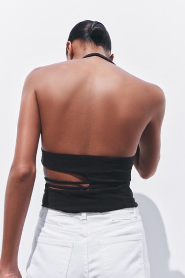 CUT-OUT HALTER TOP - Black by Zara - Image 3