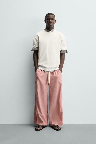 TROUSERS WITH CONTRAST STRIPES - Red by Zara