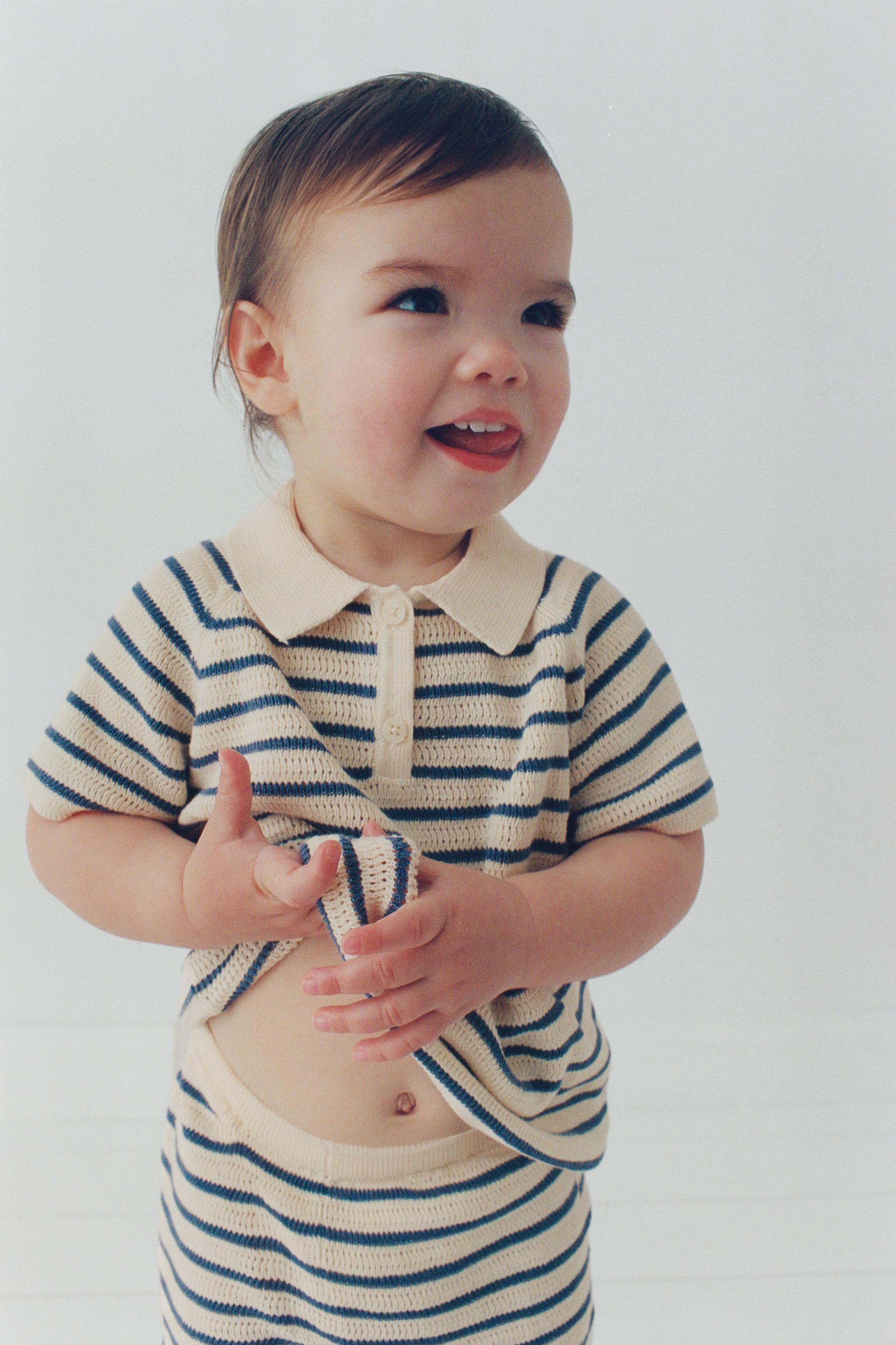 STRIPED KNIT POLO SHIRT