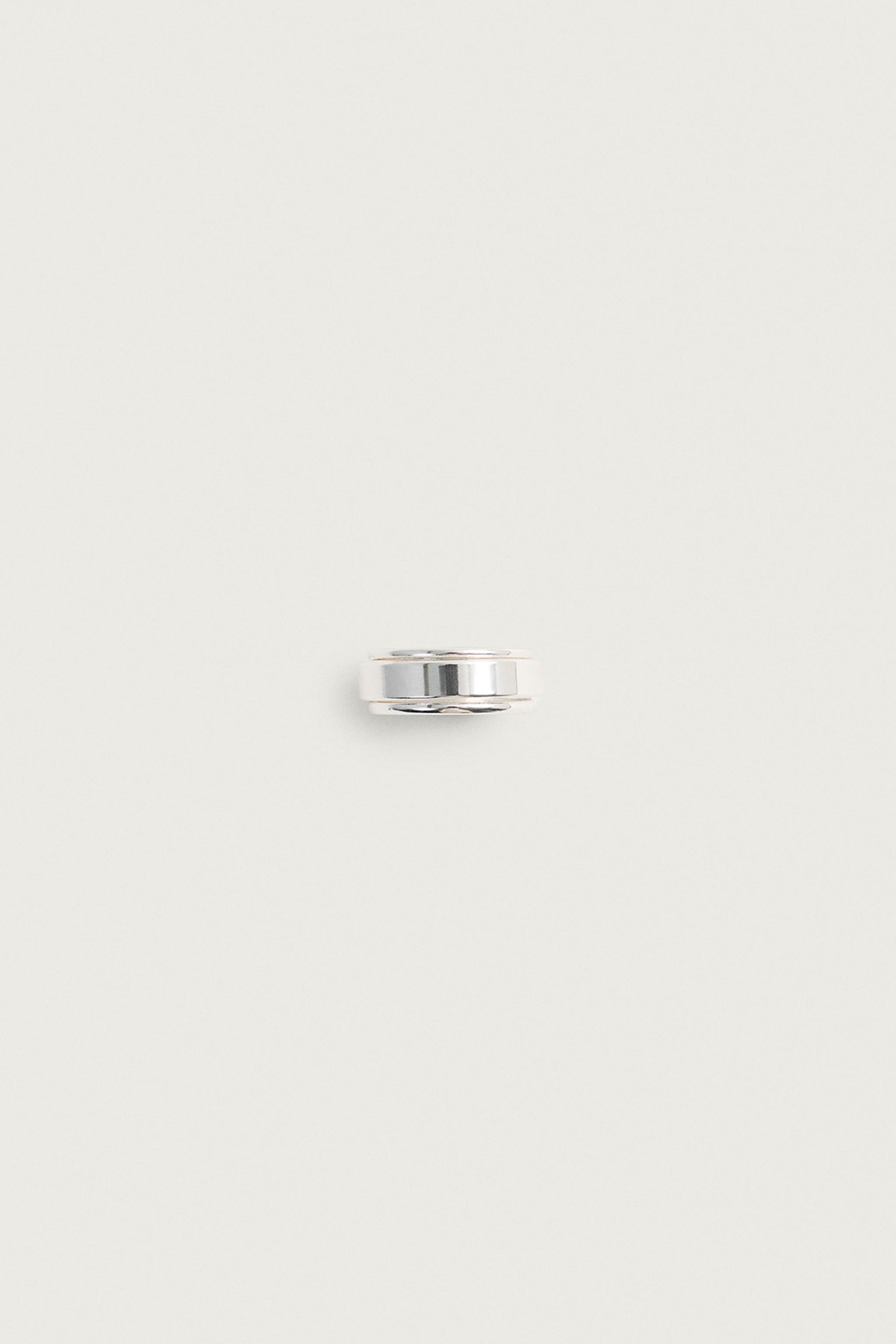 STACKED EFFECT METAL RING — Silver