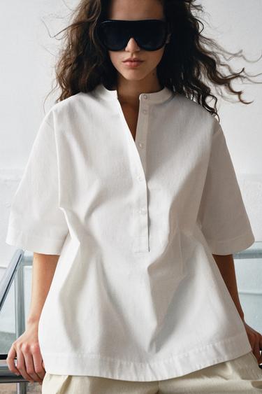 ZW COLLECTION SHORT SLEEVE SHIRT - White by Zara