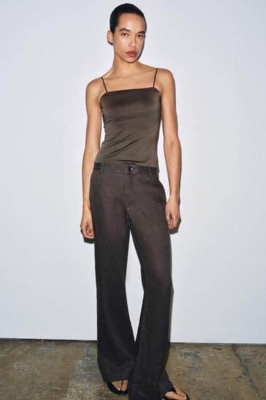 TOP POLYAMIDE BRETELLES - Marron clair de Zara - Image 3