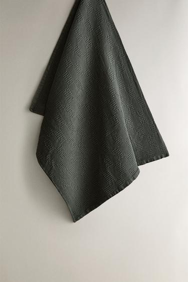 PANO DE COZINHA EFEITO WAFFLE - Verde da Zara