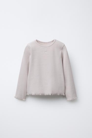 GERIPPTES T-SHIRT MIT HERZ - Eis von Zara