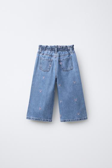 EMBROIDERED BUTTERFLY WIDE-LEG JEANS - Light blue by Zara - Image 1