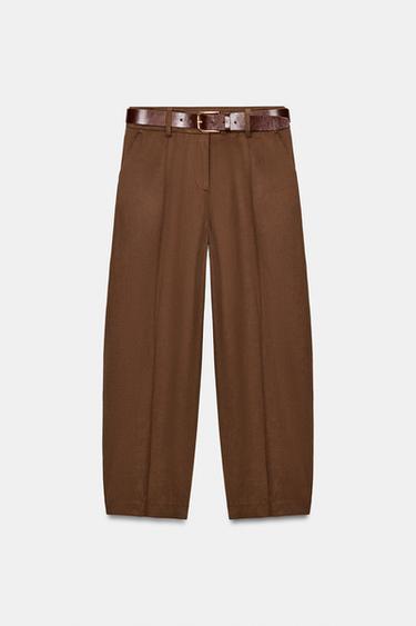 BALLOON TROUSERS WITH BELT - Brown by Zara - Image 5