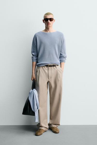 Zara 絲麻混紡結構針織衫 - 天藍色 - 圖片 0