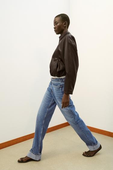 JEANS Z.09 DROIT TAILLE HAUTE CROISÉE COUPE LONGUE - Indigo de Zara - Image 3