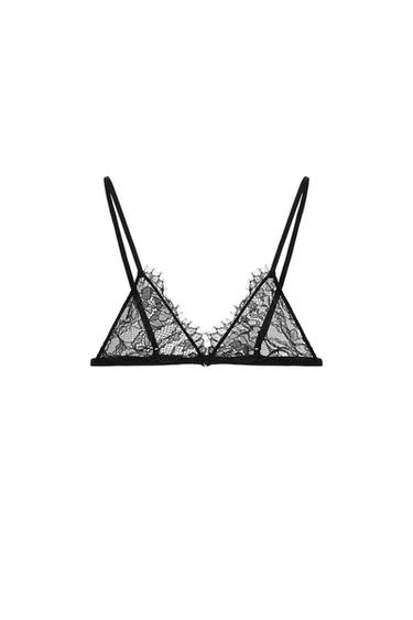 LACE TRIANGLE BRA - Black by Zara - Image 0