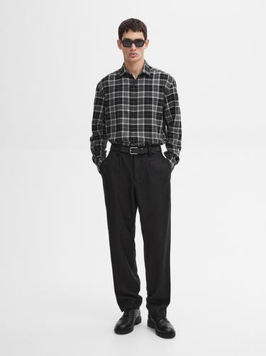 Zara Cotton blend check shirt - Black - Image 0
