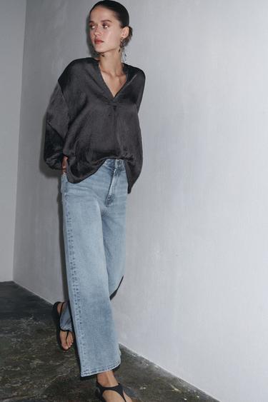 Zara ZW COLLECTION HIGH-WAISTED PALAZZO JEANS - Light blue - Image 0
