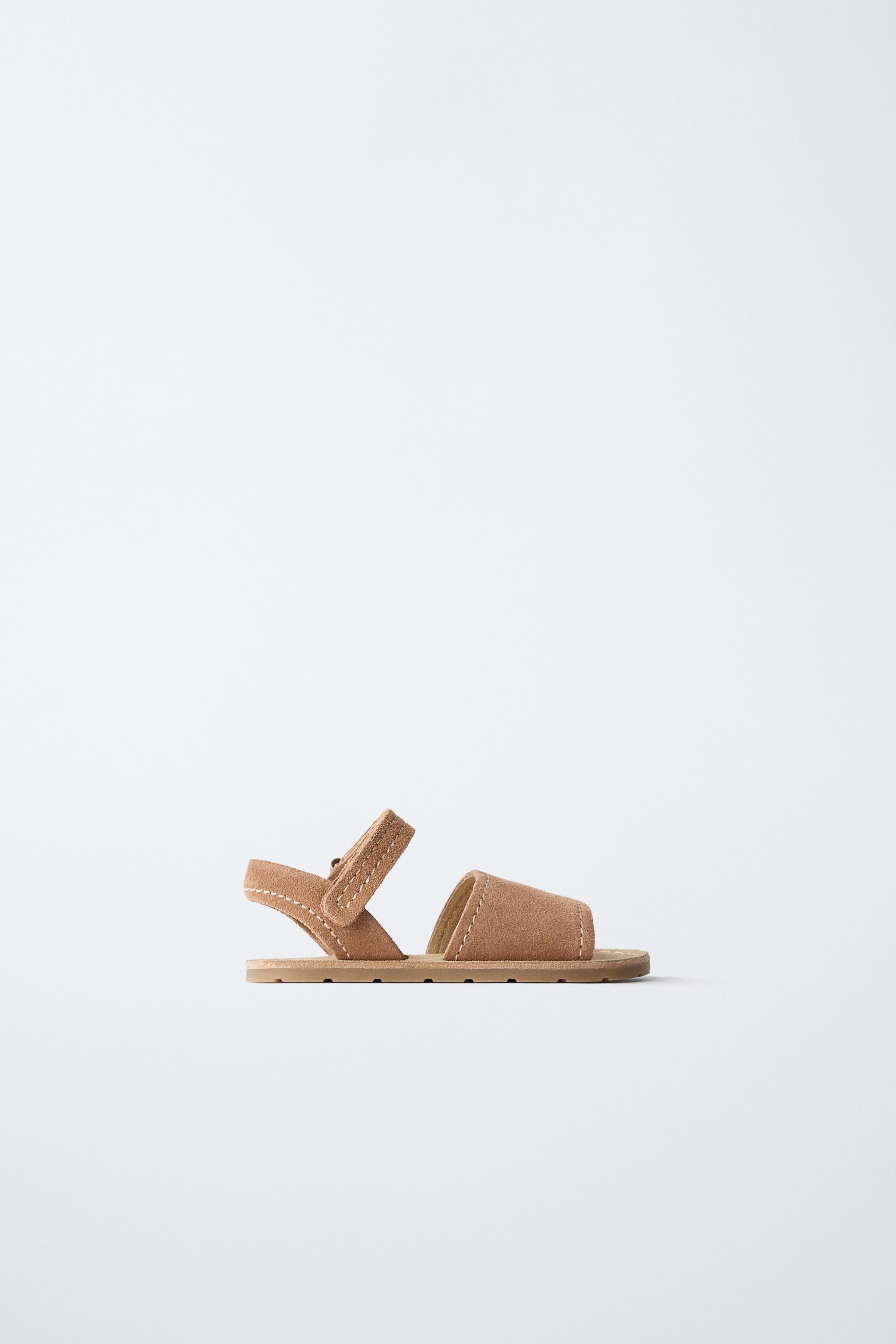 スプリットスエードレザーサンダル - ブラウン | ZARA Japan / 日本