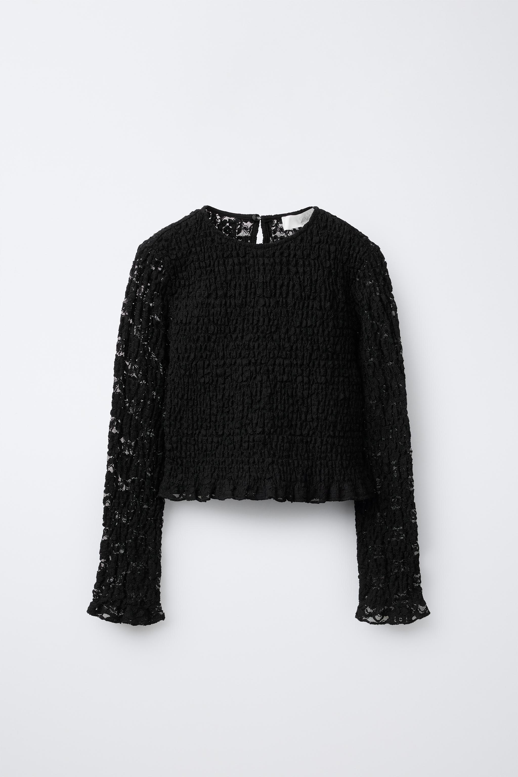 ら STRETCH LACE TOP - Black | ZARA United States