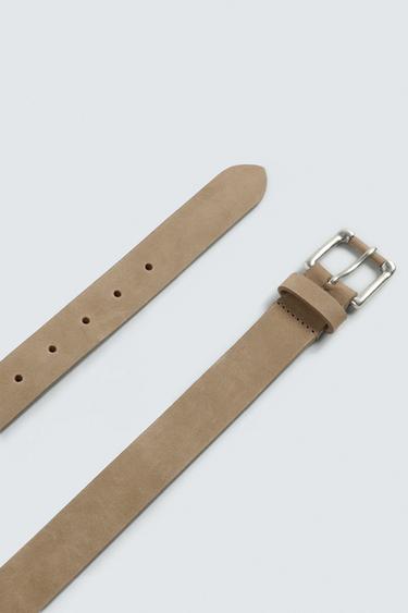 SPLIT SUEDE LEATHER BELT - Beige by Zara - Image 4