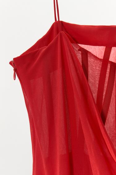 ASYMMETRIC BUSTIER MIDI DRESS - Red by Zara - Image 5