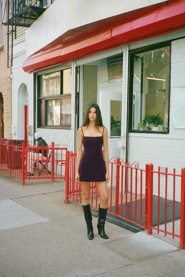 Zara SHORT VOLUMINOUS DRESS - Burgundy - Image 0