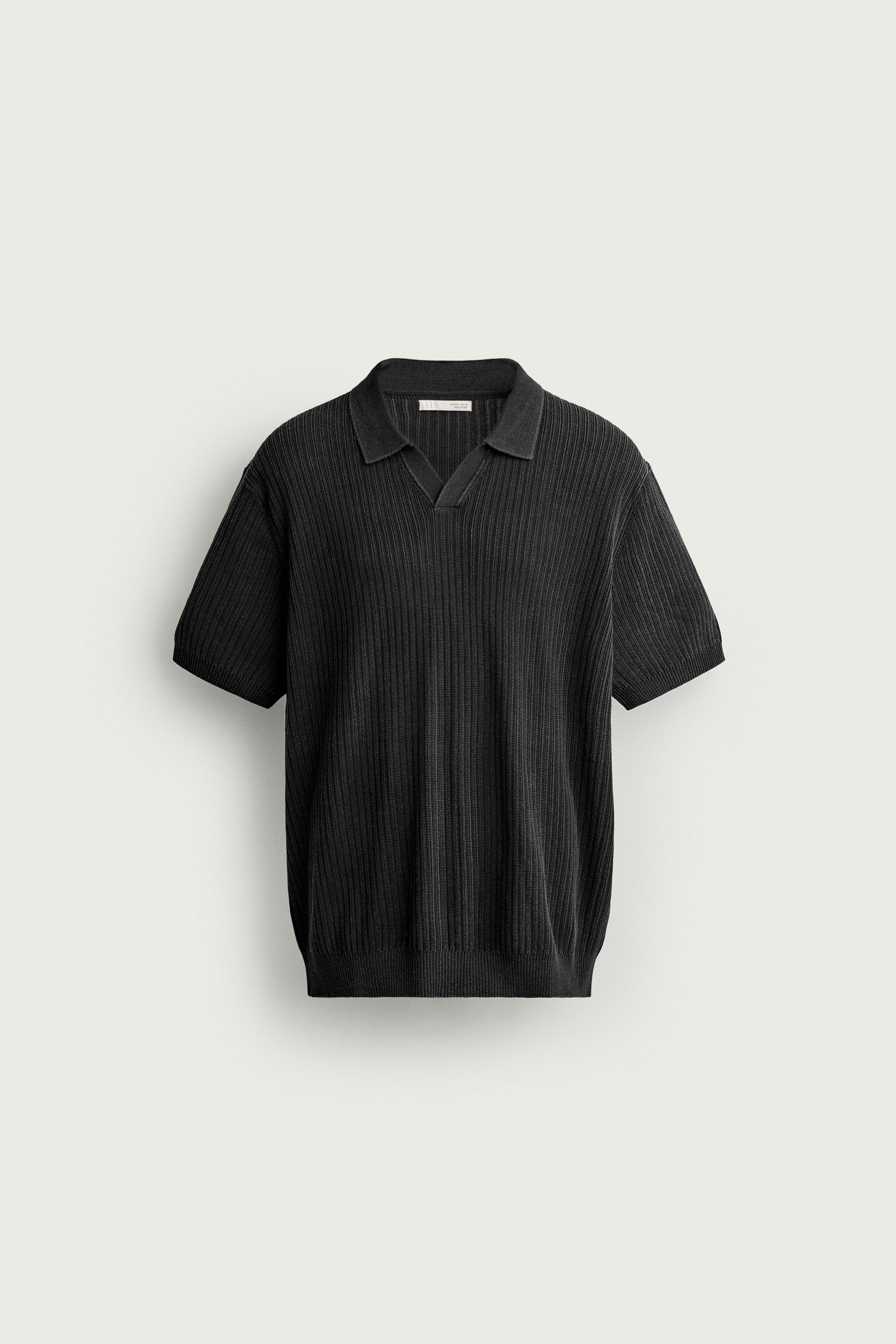 TEXTURED REGULAR FIT KNIT POLO SHIRT - Faded sky blue | ZARA Turkey