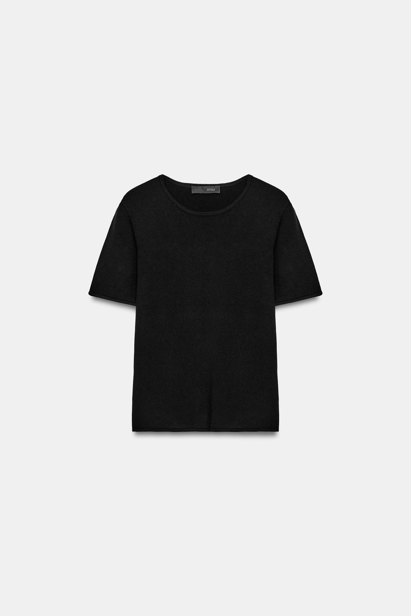 Женский топ Zara Short Sleeve Knit Top, цвет: Чёрный — фото 4
