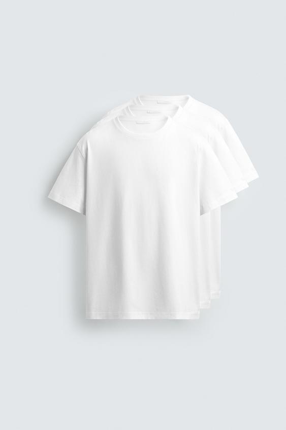 Zara — THREE-PACK OF BASIC MEDIUM WEIGHT T-SHIRTS /02