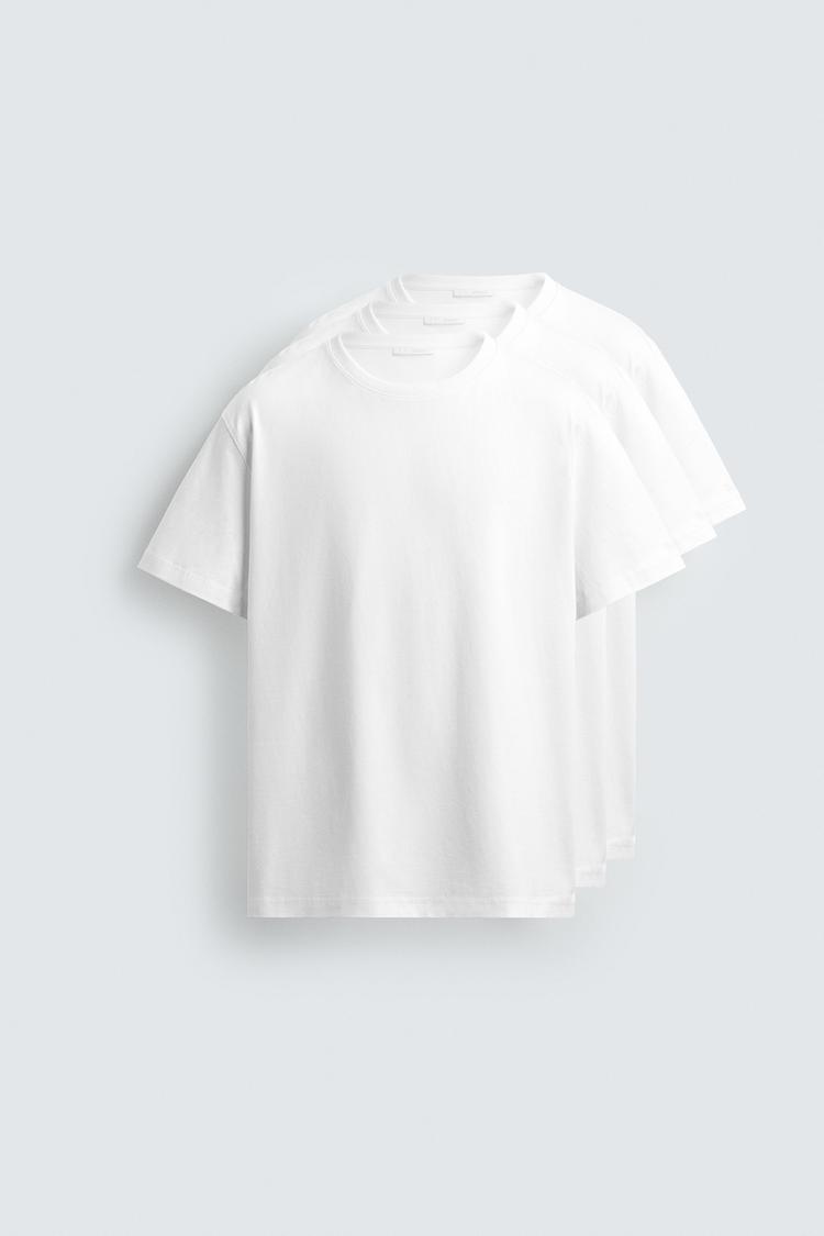 ZARA 3-PACK OF MEDIUM WEIGHT BASIC T-SHIRTS
