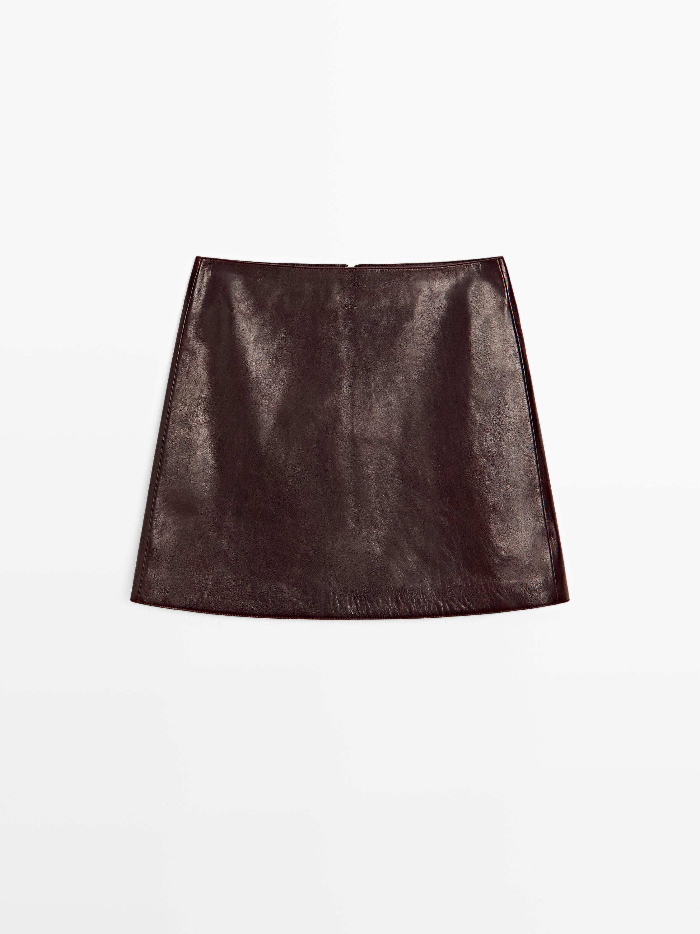 Short nappa leather skirt