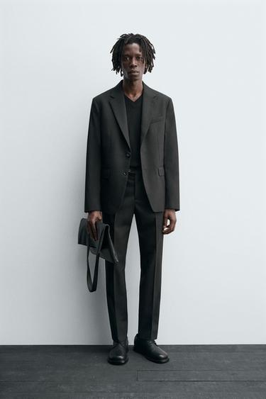 100% WOOL SUIT TROUSERS - Black by Zara