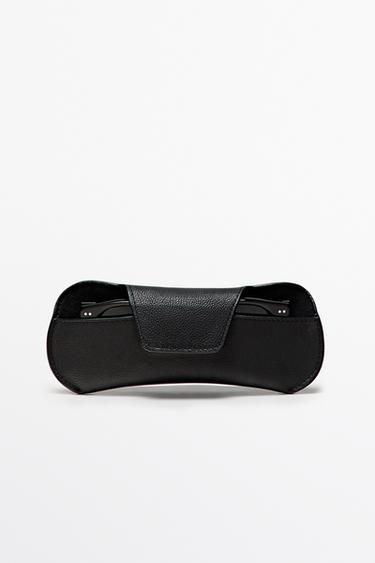 Étui à lunettes de soleil en cuir nappa - Noir de Zara