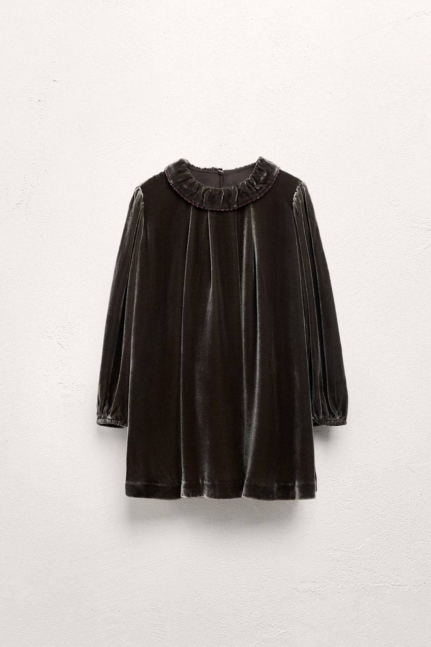2-5 YEARS / SILK VELVET DRESS LIMITED EDITION - Dark green | ZARA United  States