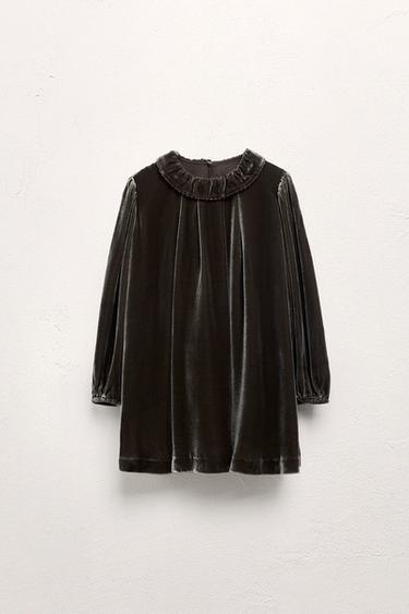 2-5 YEARS/ LIMITED EDITION VELVET DRESS WITH SILK - Dark green by Zara