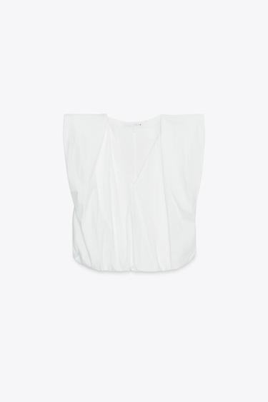 TOP BOUFFANT EN POPELINE ZW COLLECTION - Blanc de Zara - Image 6