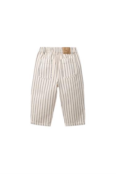 STRIPED BAGGY JEANS — Ecru / Navy 2