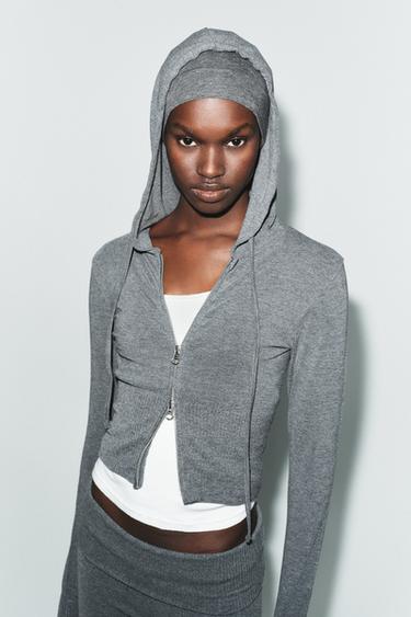 CROPPED SEAMLESS SWEATSHIRT - Grey marl by Zara - Image 3