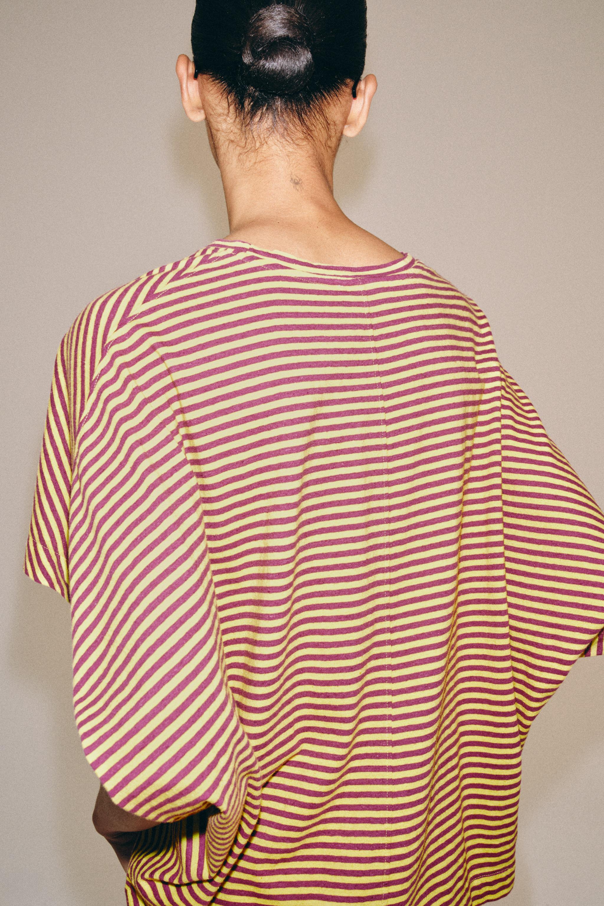 STRIPED OVERSIZED T-SHIRT — yellow