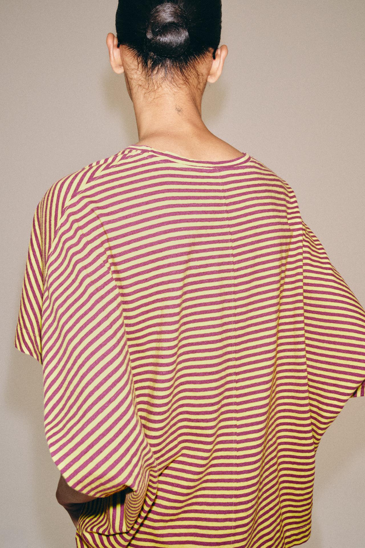 STRIPED OVERSIZED T-SHIRT — yellow