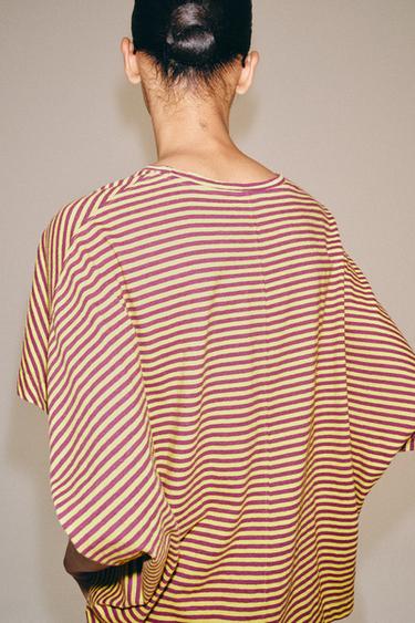 STRIPED OVERSIZED T-SHIRT — yellow 2