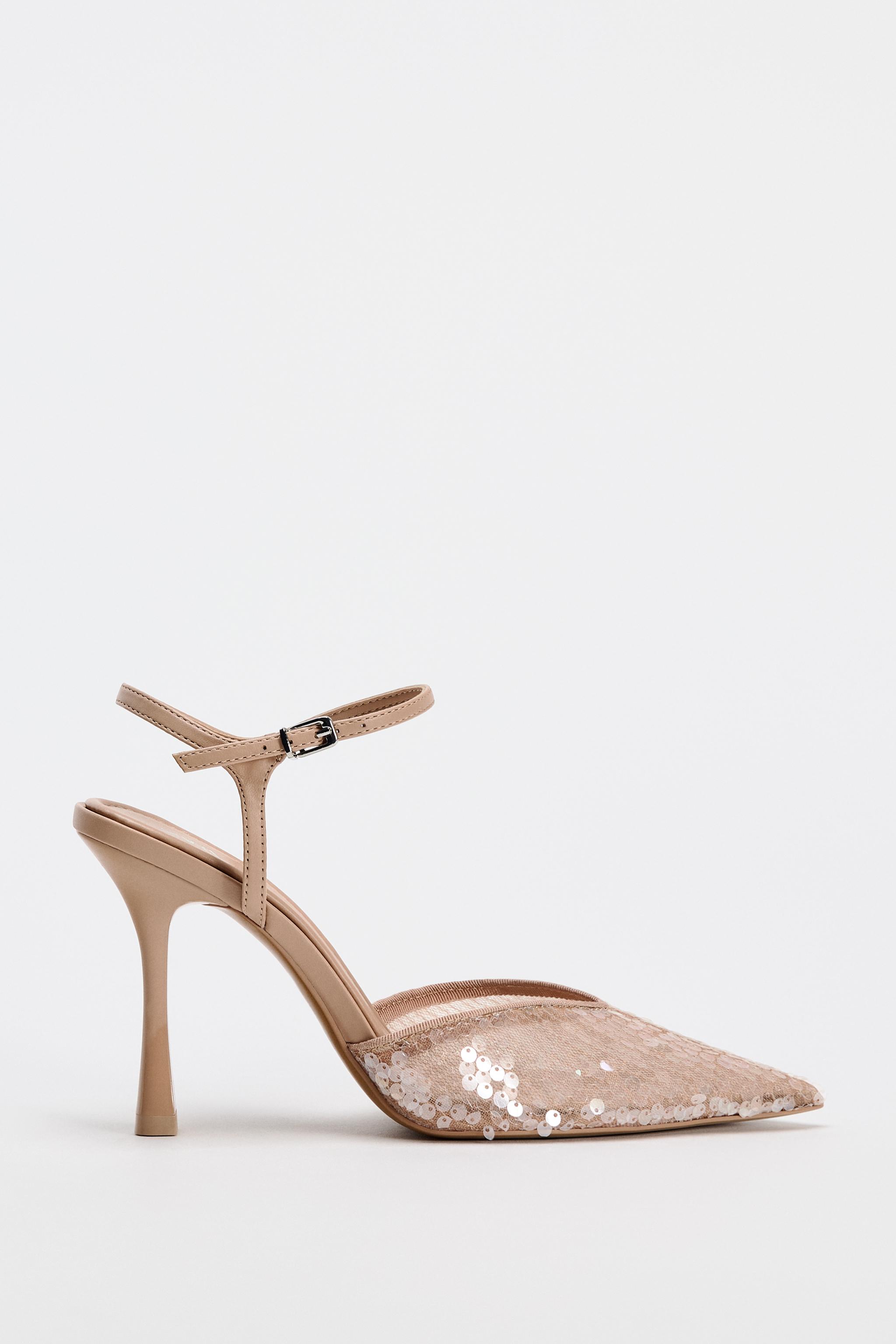 CHAUSSURES A TALONS OUVERTES A L ARRIERE A SEQUINS Beige ZARA France