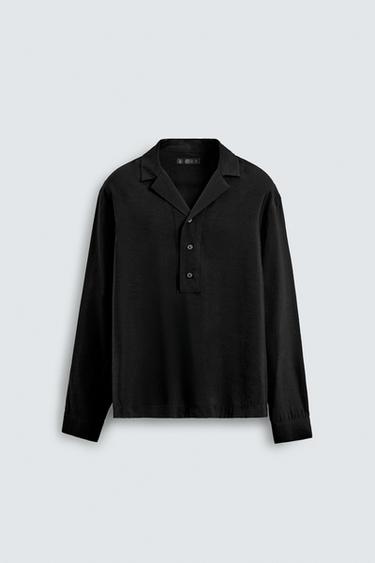 CAMISA POLO FLUIDA - Negro de Zara