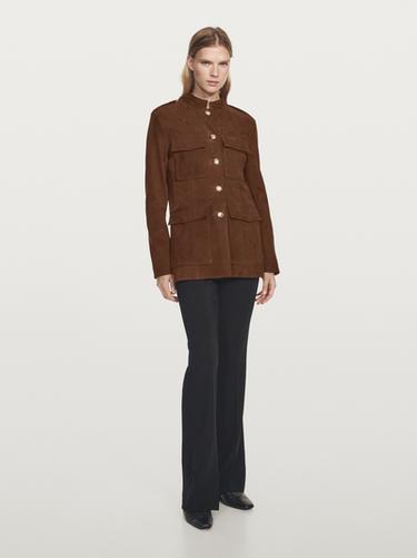 Chaqueta sahariana piel nobuck - Teja de Zara