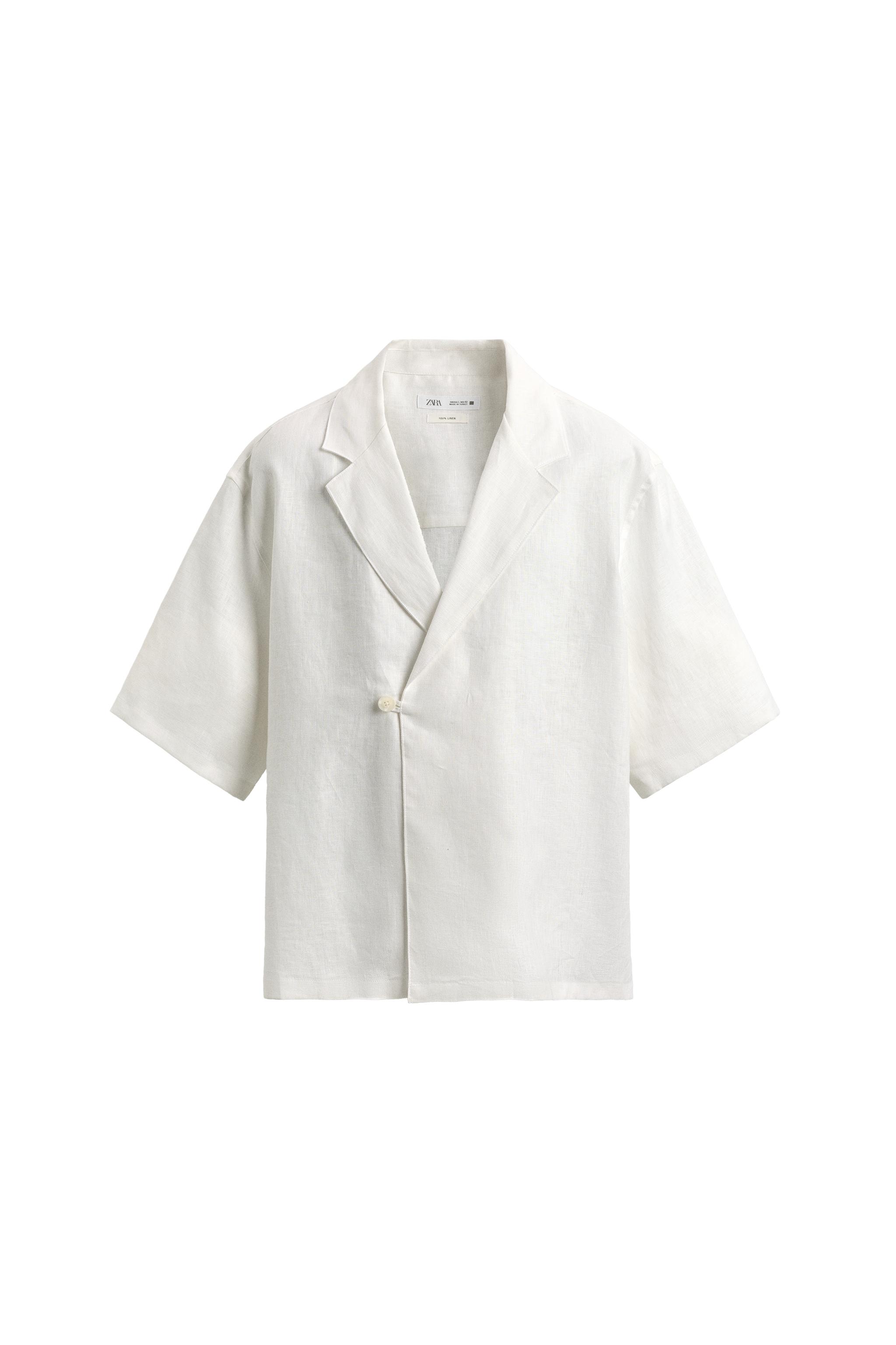 100% LINEN KIMONO SHIRT - White | ZARA United Kingdom