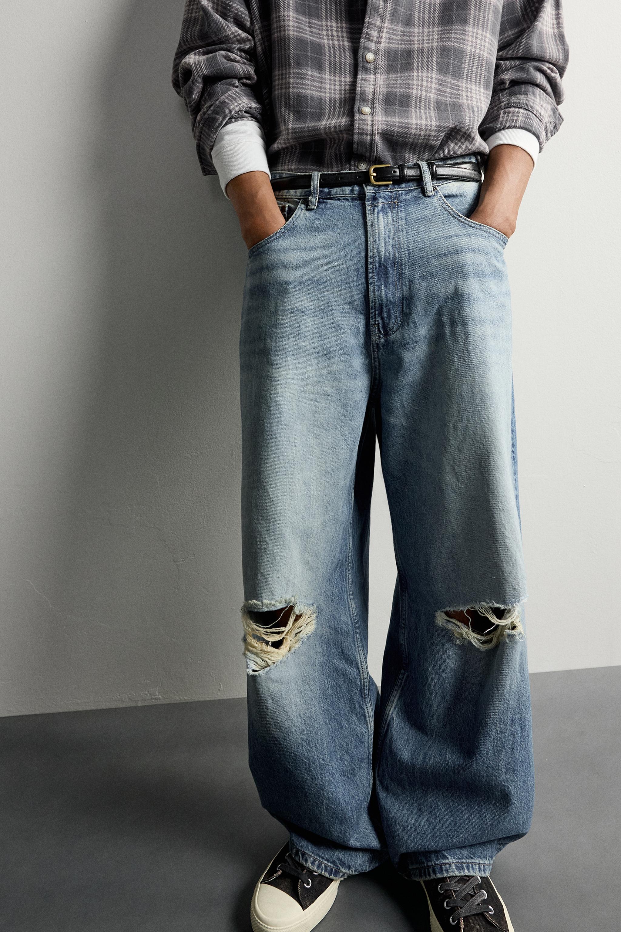 Мужские джинсы Zara DISTRESSED BAGGY FIT JEANS — фото 5