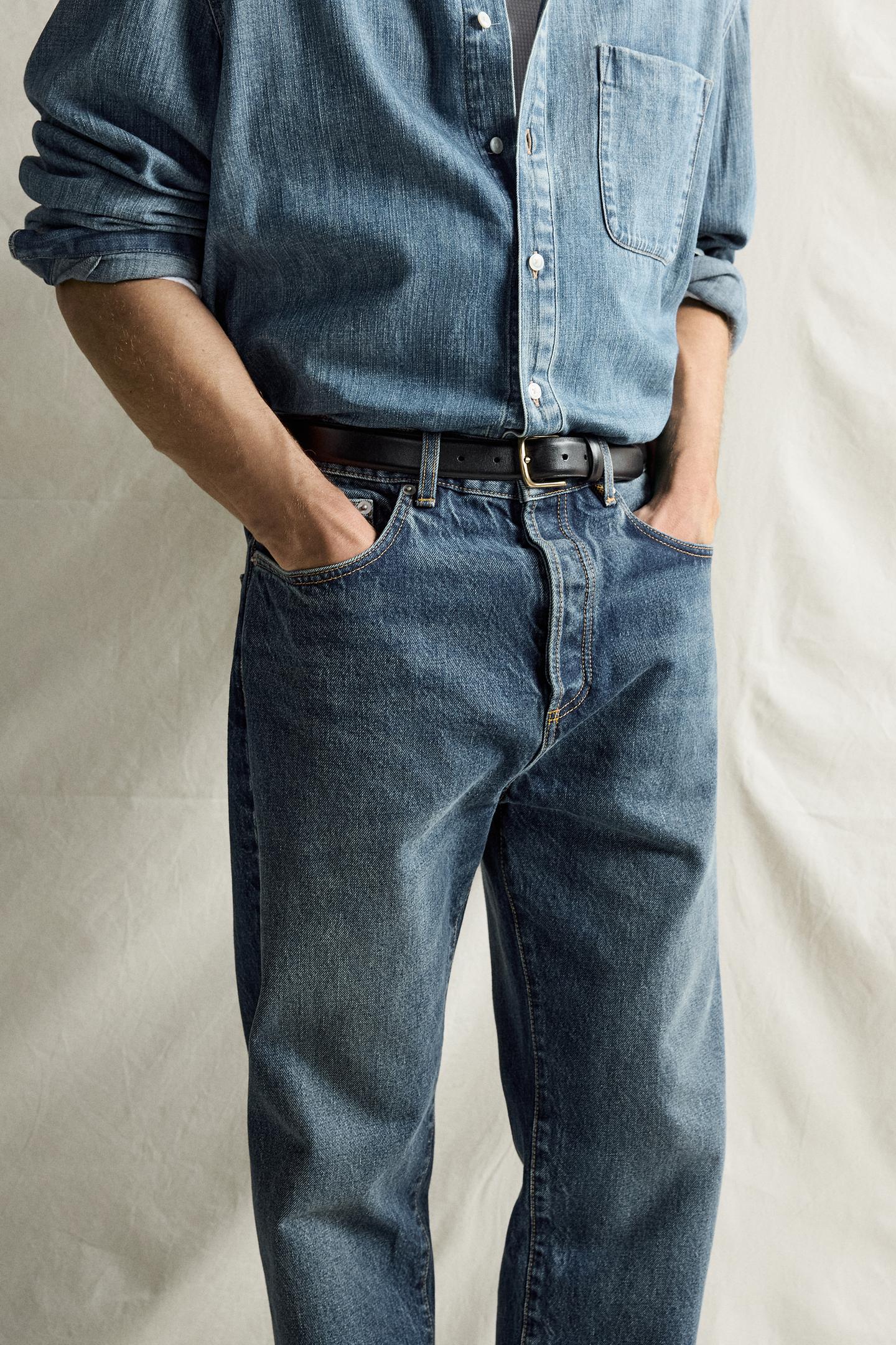 Мужские джинсы Zara Relaxed Fit, цвет: Синий — фото 5
