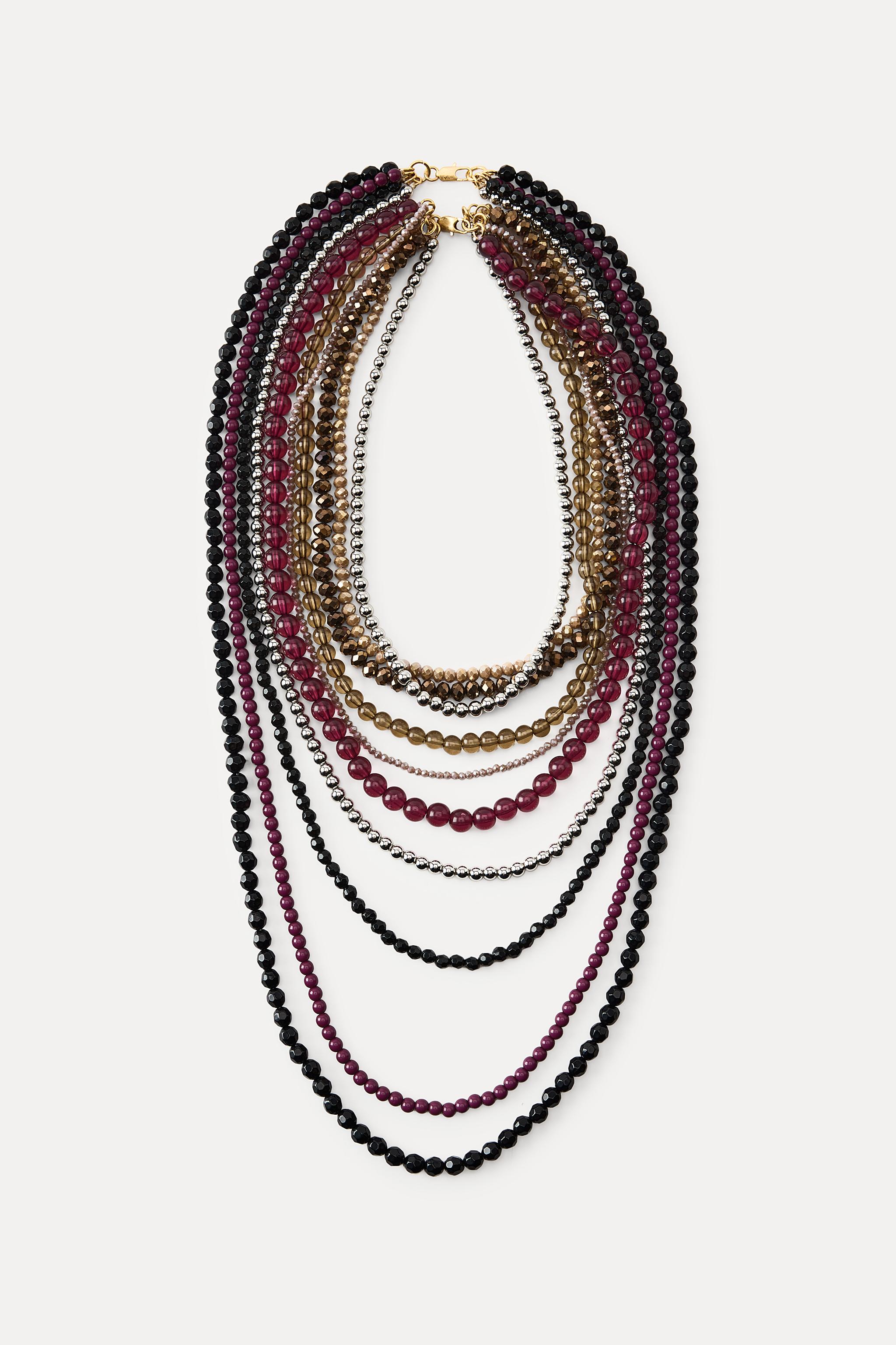 ZARA マルチビーズネックレス2本セット 4736/038 PACK OF 2 MULTI-BEAD NECKLACES - Burgundy | ZARA United States