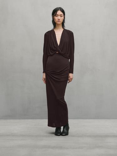 Jupe midi plissée - Studio - Marron foncé de Zara - Image 0